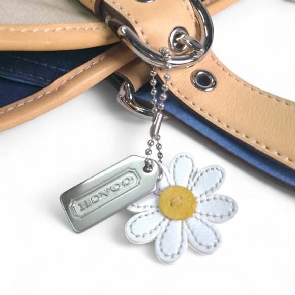 Vintage COACH Y2K baby blue Daisy Twill Satchel Mini Tote in pool/stone - Picture 3 of 10